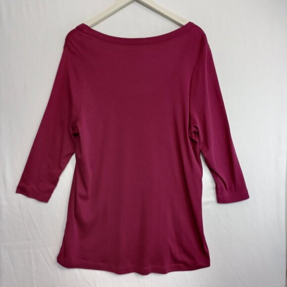 XCVI Top Maroon Scoop Neck Long Sleeve Tee Shirt Medallion Print Womens 1X - Picture 6 of 7